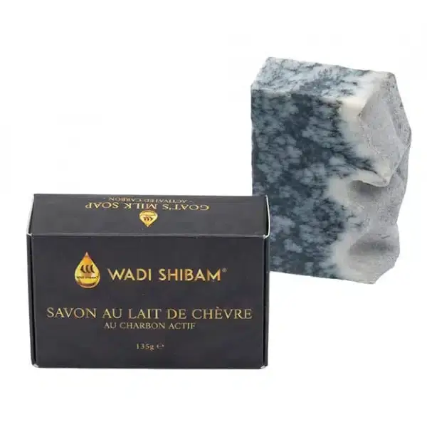 Savon au lait de chèvre et charbon actif 135g – Wadi Shibam